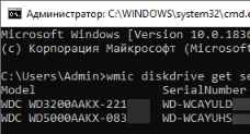 Узнаем модель и серийный номер HDD через командную строку