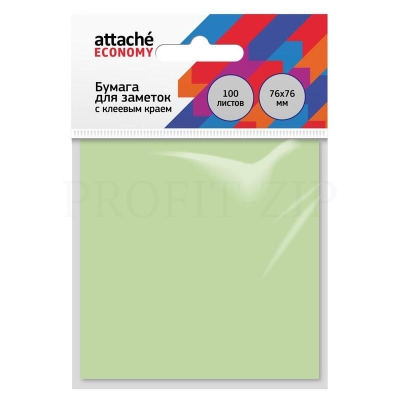 Самоклеящийся блок Attache Economy 76x76 мм пастельный зеленый (1 блок, 100 листов)