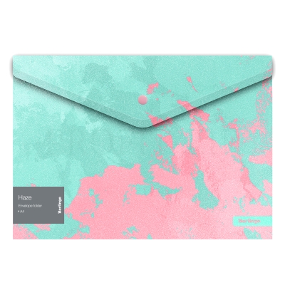 Папка-конверт на кнопке Berlingo "Haze", 180мкм, мятная/розовая, с рисунком, глиттер-эффект