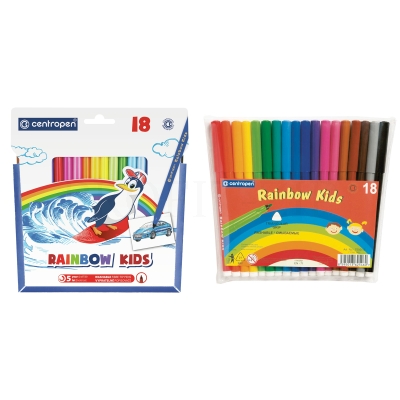 Фломастеры Centropen "Rainbow Kids", 18цв., трехгранные, смываемые