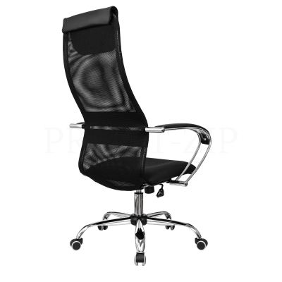 Кресло руководителя Helmi HL-E87, CH, спинка сетка черная/экокожа, сиденье ткань черная, хром, механ